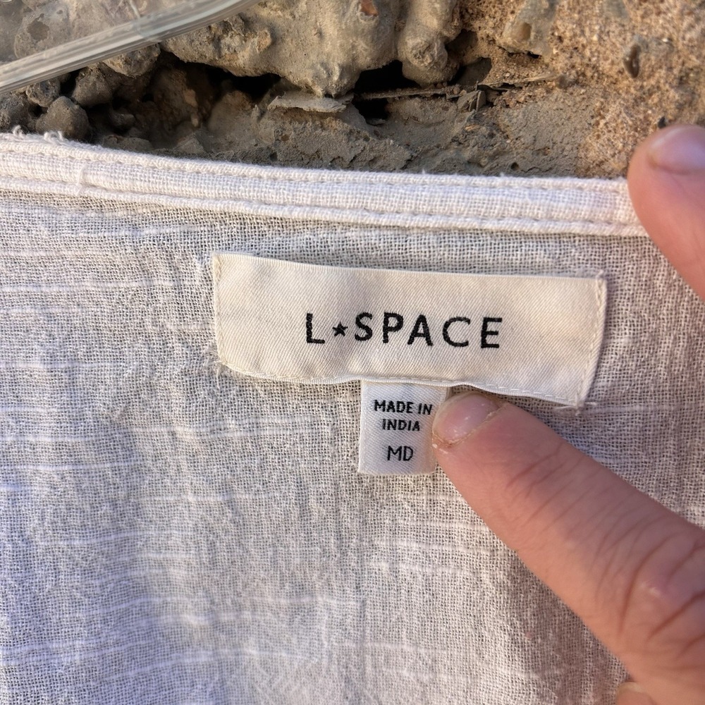 L*Space Anthropology Boho Beach Bondi Cover-Up Dress in Gauze White Size Medium - Picture 3 of 6